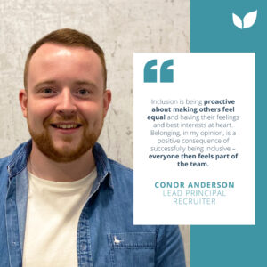 Image of Scede team member with LBGTQIA ally quote