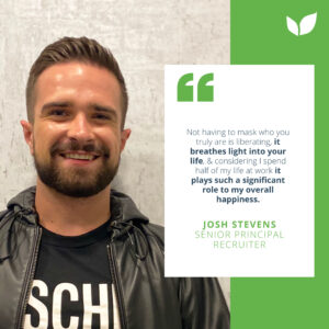 Image of Scede team member with LBGTQIA ally quote