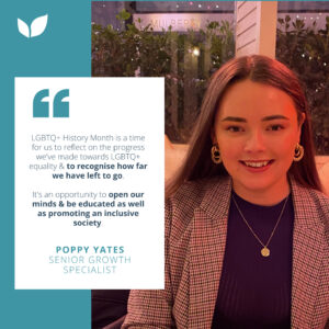 Image of Scede team member with LBGTQIA ally quote